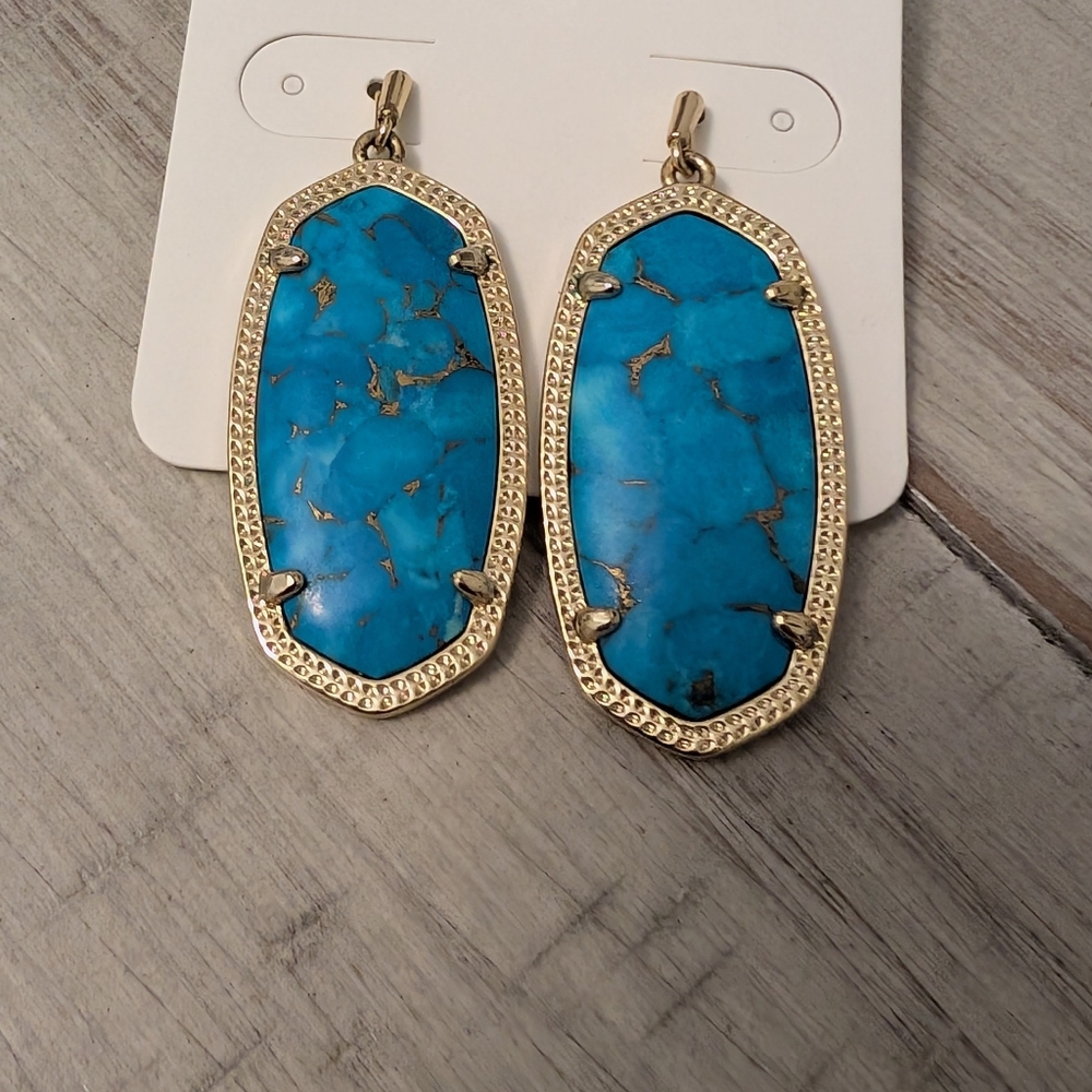 Kendra Scott Elle Earrings Gold And Gold Veined Turquoise